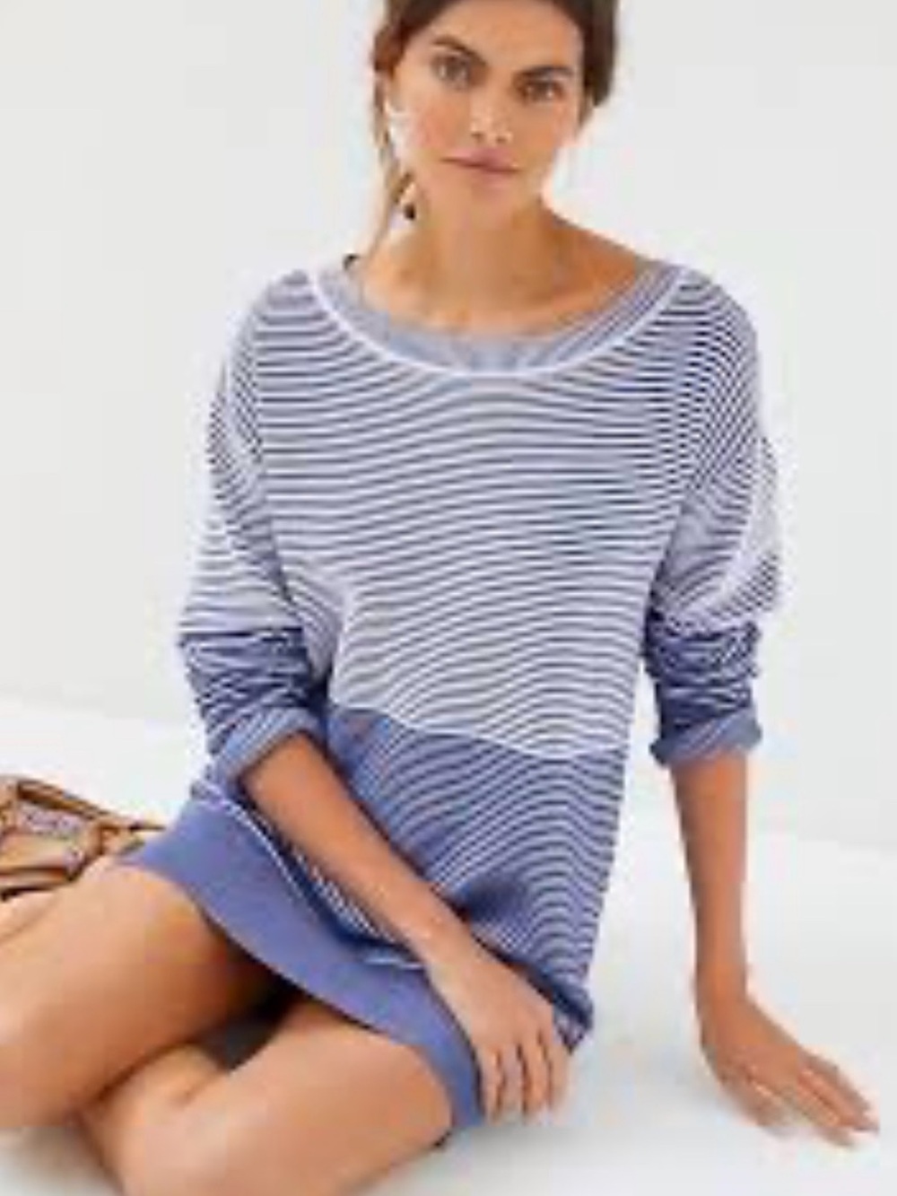 Daily Practice Striped Knit Top in Light Blue & Navy